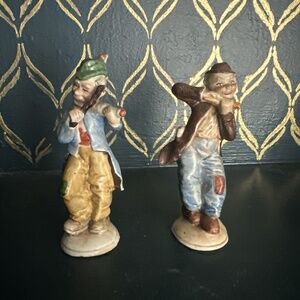 Vintage‎ Gebruder Heubach Hobo Pair Bisque Figurines Hand Painted Music Antique